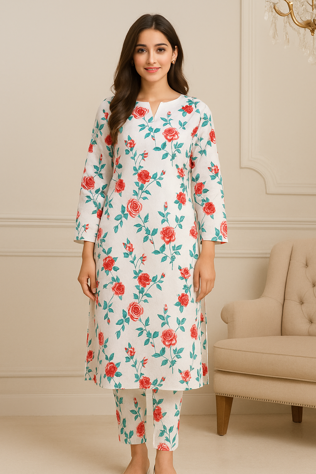 Cotton 2 piece Suit Allover Unstitched